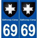 69 Sathonay-Camp  blason autocollant plaque stickers ville