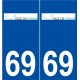 69 Tarare logo autocollant plaque stickers ville