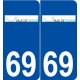 69 Tarare logo autocollant plaque stickers ville