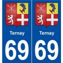 69 Ternay blason autocollant plaque stickers ville