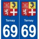69 Ternay blason autocollant plaque stickers ville