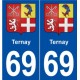 69 Ternay blason autocollant plaque stickers ville