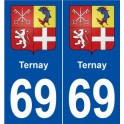 69 Ternay blason autocollant plaque stickers ville