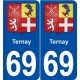 69 Ternay blason autocollant plaque stickers ville