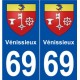 69 Vénissieux blason autocollant plaque stickers ville