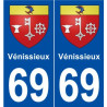 69 Vénissieux blason autocollant plaque stickers ville