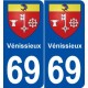 69 Vénissieux blason autocollant plaque stickers ville