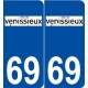 69 Vénissieux logo autocollant plaque stickers ville
