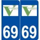 69 Villefranche-sur-Saône logo autocollant plaque stickers ville