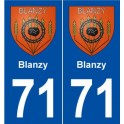71 Blanzy blason autocollant plaque stickers ville