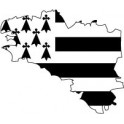 Aufkleber Karte mit flagge Bretonisch Breizh Bretagne gwen ha