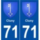 71 Cluny blason autocollant plaque stickers ville