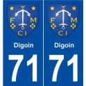 71 Digoin blason autocollant plaque stickers ville
