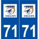 71 Digoin logo autocollant plaque stickers ville