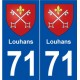 71 Louhans blason autocollant plaque stickers ville