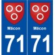 71 Mâcon blason autocollant plaque stickers ville