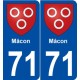 71 Mâcon blason autocollant plaque stickers ville