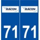 71 Mâcon logo autocollant plaque stickers ville