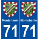 71 Montchanin blason autocollant plaque stickers ville