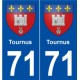 71 Tournus blason autocollant plaque stickers ville