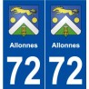 72 Allonnes blason autocollant plaque stickers ville