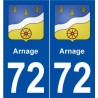72 Arnage blason autocollant plaque stickers ville