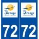 72 Arnage logo autocollant plaque stickers ville