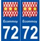 72 Écommoy blason autocollant plaque stickers ville