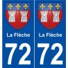 72 La Flèche blason autocollant plaque stickers ville