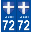 72 Le Lude blason autocollant plaque stickers ville