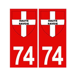 74 Haute Savoie autocollant plaque fond rouge blason croix savoie