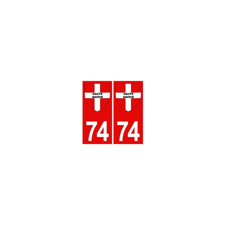 74 Haute Savoie autocollant plaque fond rouge blason croix savoie