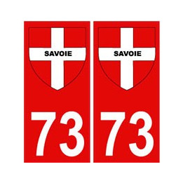 73 Savoie autocollant plaque fond rouge blason croix savoie