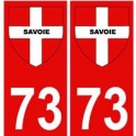 73 Savoie autocollant plaque fond rouge blason croix savoie