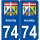 74 Ambilly blason autocollant plaque stickers ville
