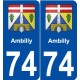 74 Ambilly blason autocollant plaque stickers ville