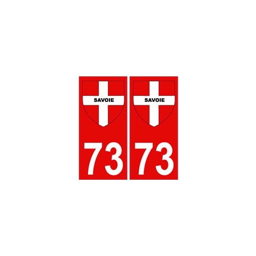 73 Savoie autocollant plaque fond rouge blason croix savoie
