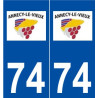 74 Annecy-le-Vieux logo autocollant plaque stickers ville
