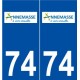 74 Annemasse logotipo de la etiqueta engomada de la placa de pegatinas de la ciudad