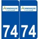 74 Annemasse logo autocollant plaque stickers ville