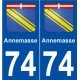74 Annemasse blason autocollant plaque stickers ville