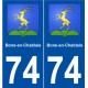 74 Bons-en-Chablais blason autocollant plaque stickers ville