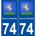 74 Bons-en-Chablais blason autocollant plaque stickers ville