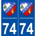 74 Chamonix-Mont-Blanc escudo de armas de la etiqueta engomada de la placa de pegatinas de la ciudad