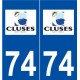 74 Cluses logo autocollant plaque stickers ville