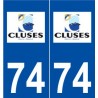 74 Cluses logo autocollant plaque stickers ville