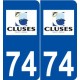 74 Cluses logo autocollant plaque stickers ville