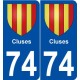 74 Cluses blason autocollant plaque stickers ville