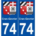 74 Cran-Gevrier blason autocollant plaque stickers ville