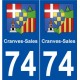 74 Cranves-Sales blason autocollant plaque stickers ville